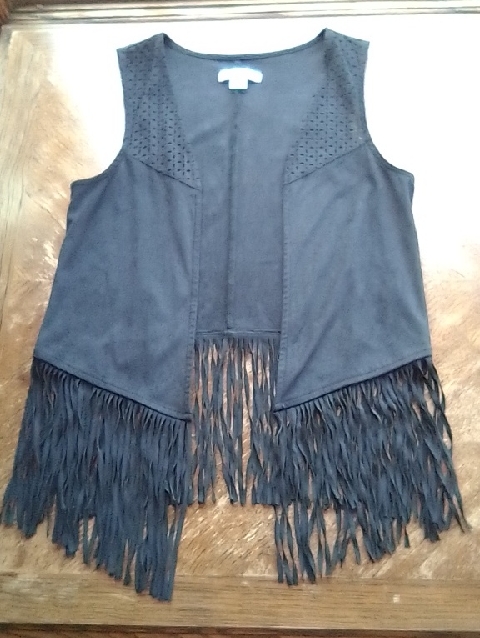 Mossimo Supply Co. Black Suede-Look Vest With Fringe!!!
